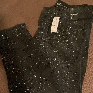 Black boyfriend jeans with glitter from Soho (New York & Co). New with tags.